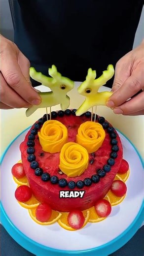 A Watermelon Surprise for My Daughter's Birthday 🎂🍉 | how to make fruit cake #shorts #factsfetch