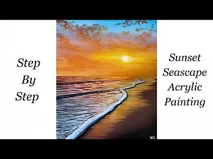 How to PAINT Sunset Seascape | Acrylic Painting