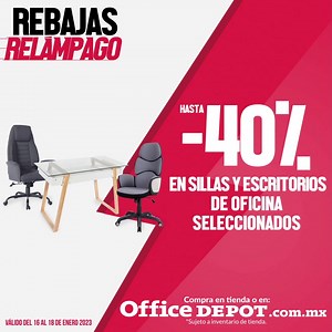 11 reactions | ¡Llegaron las Rebajas Relámpago Office Depot! Laptop Lenovo de 8GB a solo $8,999, tablet Lenovo de 32GB a solo $3,899 y hasta -40% de descuento en sillas y escritorios de oficina seleccionados. Compra en tienda o en https://bit.ly/3vHxusi Válido del 16 al 18 de enero del 2023. | Office Depot México | Facebook