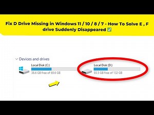 Fix D Drive Missing in Windows 11 / 10 / 8 / 7 - How To Solve E , F drive Suddenly Disappeared ✅