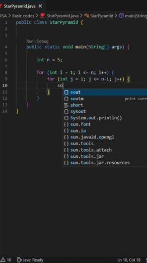 Star Pattern Pyramid in Java