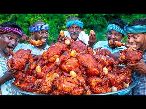 FULL CHICKEN FRY with EGGS INSIDE | Chicken Fry Recipe Cooking in Village | Fried Chicken Recipe
