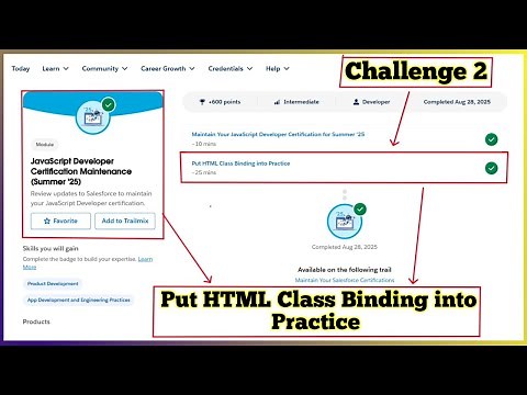 Put HTML Class Binding into Practice | JavaScript Developer Certification Maintenance Summer '25