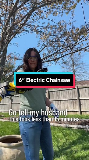 Sometimes tou just need to do something yourself. This was a great inexpensive tool to cut tree limbs and branches easily. #6inchchainsaw #chainsaw #electricchainsaw #cuttingtrees #diy #icandoit #doityourself