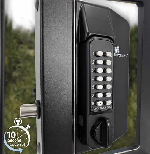 BL3100 ECP - Metal gate lock with anti-climb knob turn ECP keypad, 65-80mm latchbolt & inside holdback paddle handle - Borg Locks