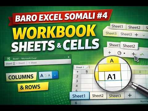 Baro Excel Somali #4: Workbook, Sheets & Cells Si Fudud | Column & Row Sharaxaad