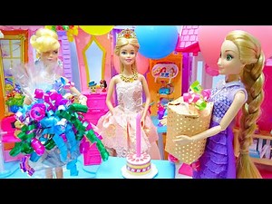バービーの誕生日にサプライズ パーティー プレゼント がいっぱいディズニープリンセスごっこ遊び✨ Barbie Birthday Song DIY Crafts
