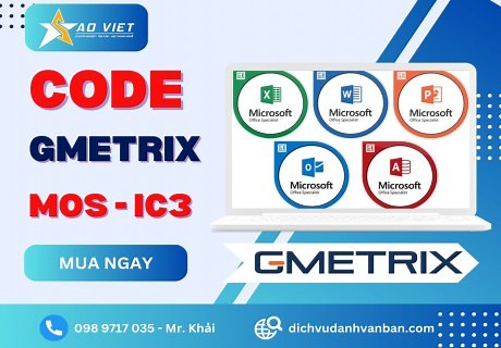 Code Phần Mềm Gmetrix Luyện Thi Chứng Chỉ MOS Mới Nhất 5/2026