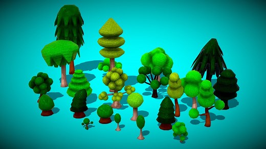 Cartoon Trees - Download Free 3D model by rhcreations