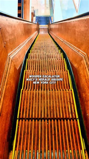 Did you know one of the last wooden-step escalators in the world lives inside Macy’s Herald Square? This is history hidden in plain sight in New York City. Go to Macy’s on 34th Street, take the escalators by the central elevators or ride the elevator straight to the 8th floor. There, you’ll step onto solid oak and ash treads. And that click-clack sound? That’s history on the move! The Otis Elevator Company installed these nearly 100 years ago back in the 1920s and 1030s. Early escalators were ma