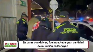 #EnPrimeraFila #Judicial Abundante munición fue incautada entre dulces, en Popayán A través de labores de control e inteligencia, la Policía Nacional logró a cuatro mujeres de nacionalidad ecuatoriana, quienes transportaban munición de gu£rra cuando se desplazaban en un bus de servicio público que hizo escala en la terminal de transportes de Popayán, Cauca. El operativo se llevó a cabo cuando los uniformados realizaron una inspección rutinaria a un vehículo proveniente de Pasto con destino final