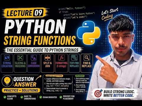 Python String Functions | Lecture 09 | Complete Guide for Beginners 🐍