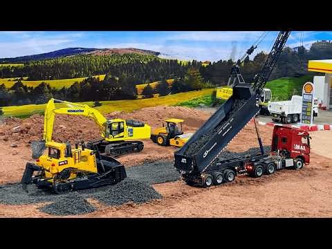 RC Construction: Massive Road Building Project with RC Excavator, Dump Truck & Dozer!