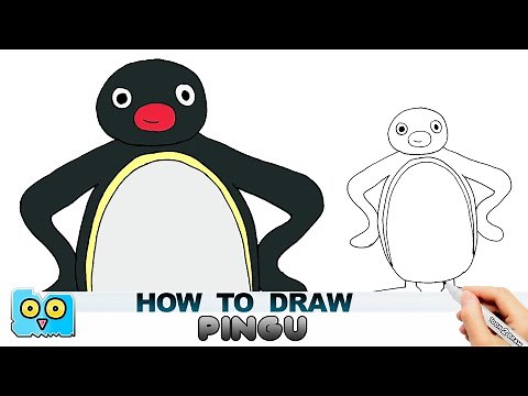 Pingu the Penguin drawing from The Pingu Show - How to Draw