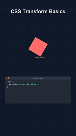 🔄 CSS Transform Basics in 60 Secs (2025 Must-Know) | Web Dev Tips | Frontend Interview Master