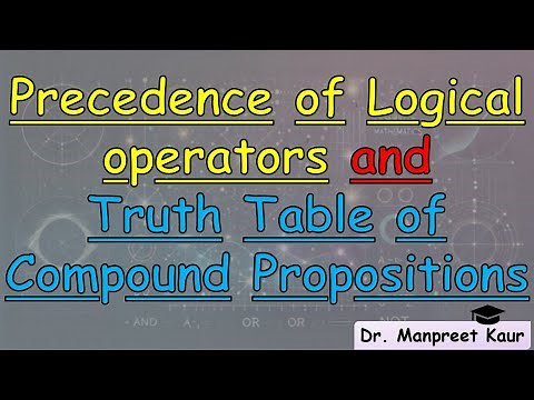 Precedence of Logical Operators and Truth Table of Compound Propositions