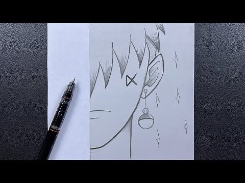 Easy anime sketch | how to draw a bad boy half face - easy steps