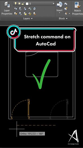 Stretch command on autocad #arcxcambodia #autocad #autocad2d #autocadtutorial #architecture #civilengineering #interiordesign #electricalengineering #architecturestudent #tipsandtricks #stretch #fyp #fypシ