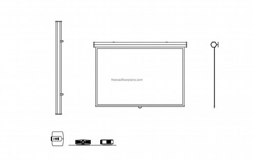 Projector Screen, Projector - Free CAD Drawings