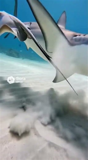 Stingray Attack Flash & Shark Chase on Sandy Slope – Diver POV