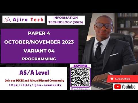 A Level Information Technology (9626) Paper 4 Programming October November 2023 Variant 04