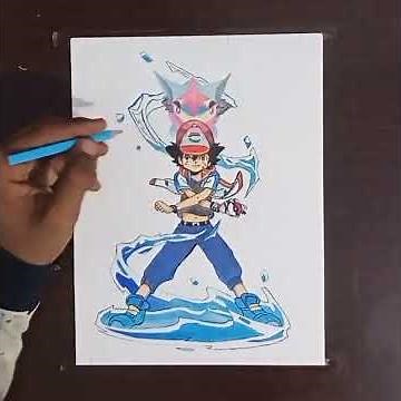 🔥How to draw easy Ash and Greninja | Dom's pencil colours drawing 🔥