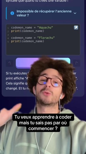 Re-affectation de valeur de variable ! Code Life, Python, Chapitre 2.1 Code Life est disponible sur iOS / Android et sur ordi au lien codelife.app #code #apprendre #codelife