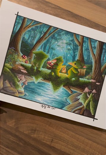 “Away we go” from @Suzie Slug🐌🍄 new book A Goblincore Adventure. Suzies books are all beautiful but this one is my absolute favourite. Picking my first page to colour was so hard! I bought these as a digital book from her website and printed them off with grey lines so I didn’t have to spend time cover the outlines ❤️ #suzieslugcolouringbook #agoblincoreadventure #goblincore #suzieslug