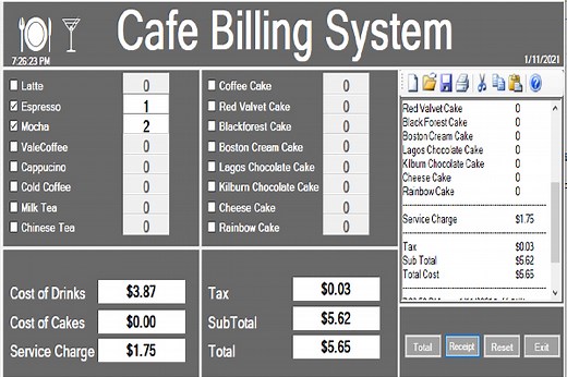 Café Billing System in C# with Full Source Code