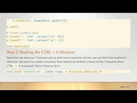 How to Use CTRL + A to Select All Rows in a Treeview Widget Using Python Tkinter