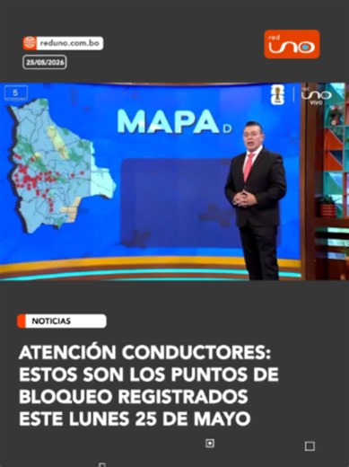 Presta atención al mapa de transitabilidad de este lunes 25 de mayo y conoce cuáles son las carreteras con restricciones, dónde se concentran los bloqueos y qué tramos presentan mayores dificultades para la circulación. ▶️ Más información en www.reduno.com.bo #RedUno #RedUnoDigital #Bolivia #Notivision #ElMañanero #Bloqueos #LaPaz