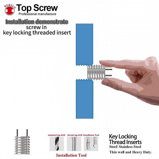 key locking threaded insert installation animation