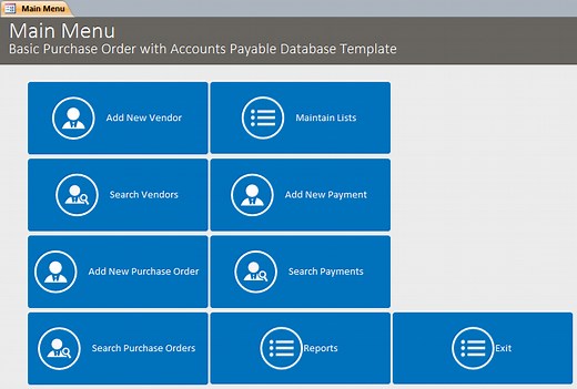 Microsoft Access Purchase Order & Accounts Payable Database | WSI