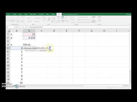 Excel: binomial probabilities
