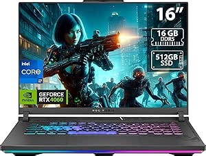 ASUS ROG Strix G16 (2023) Gaming Laptop, 16” 16:10 FHD 165Hz, GeForce RTX 4060, Intel Core i7-13650HX, 16GB DDR5, 512GB PCIe SSD, Wi-Fi 6E, Windows 11, G614JV-AS73, Eclipse Gray