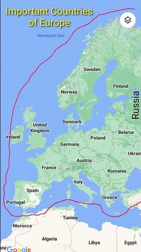 Important countries of Europe world map study