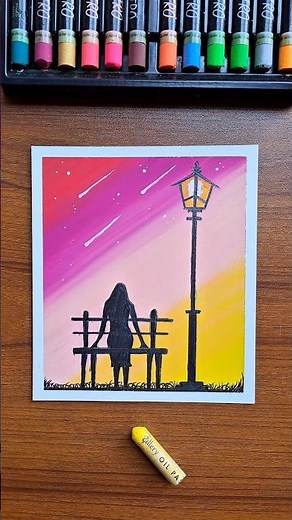 😍 Easy Girl Drawing | Oil Pastel Art #artshorts #easytutorial #acrylicpainting #oilpasteldrawing