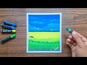 Peaceful Countryside Landscape in Oil Pastels – Easy for Beginners 🌾