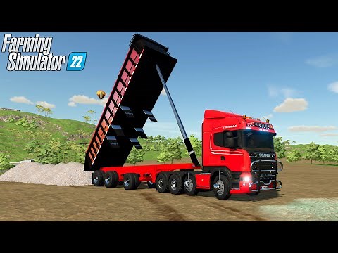 Farming Simulator 22 - SCANIA STREAMLINE Truck With Tipper Semitrailer Unloads Gravel