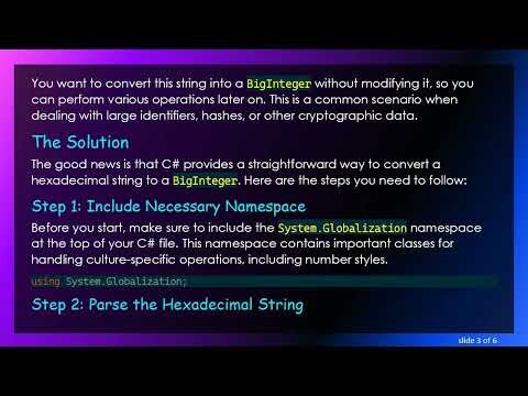 How to Convert a Hexadecimal String to a BigInteger in C#