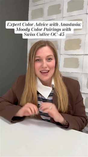 Looking for dark and moody colors to pair with the classic Swiss Coffee OC-45? You’ve come to the right place... watch as color expert Anastasia shares a few of her favorite hues that pair perfectly with this essential white paint color with just the right amount of warmth. Save this video, then head to your locally owned store or benjaminmoore.com to shop for samples of your favorite paint colors 🤍☕️ #BenjaminMoore #Paint #Home | Benjamin Moore