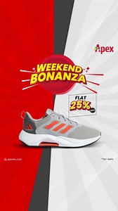 Your weekend plans got better with Weekend Bonanza! Enjoy a FLAT 25% OFF on everything at apex4u.com — from stylish sandals to sporty sneakers and comfy everyday wear, all you need under one platform! Offer available this Friday and Saturday only. Tap the link, fill your cart, and let the weekend shopping begin! The offer is not applicable to gift vouchers. #Apex4U #WeekendBonanza T&C #Apex4U #WeekendBonanza T&C | Apex