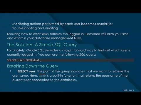 How to Find the Currently Logged In Username in Oracle SQL