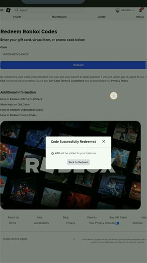 redeeming #microsoft 400 robux gift card code #roblox#robux
