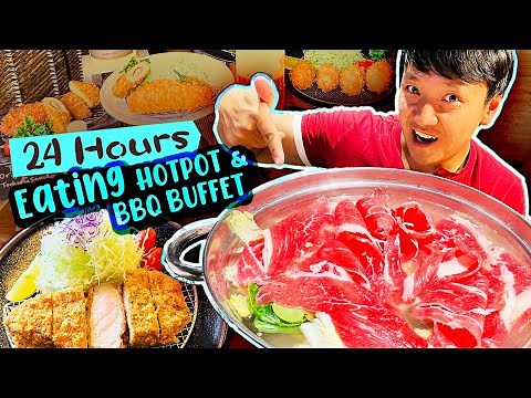 Living on Las Vegas HOTPOT & BBQ BUFFET For 24 Hours & MUST TRY Japanese Katsu