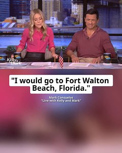 "I WOULD GO TO FORT WALTON BEACH": Television personality Mark Consuelos shared fond memories of visiting Fort Walton Beach during his childhood on Thursday's episode of "Live with Kelly and Mark." During a segment about the travel trend of returning to childhood vacation destinations, Consuelos reminisced about family trips to the area. "I would then go to Fort Walton Beach, Florida," Consuelos said on the April 24 broadcast. "There was an Air Force base there, Eglin Air Force Base." Consuelos 
