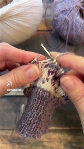 English style stranded colorwork knitting holding both yarns in the right hand #shorts