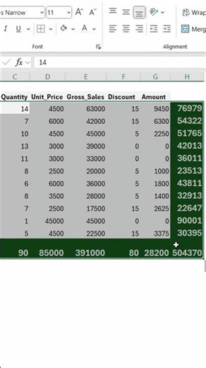 Excel auto sum trick #shorts