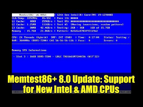 Memtest86+ 8.0 Update: Support for New Intel & AMD CPUs | RAM Testing Made Easy