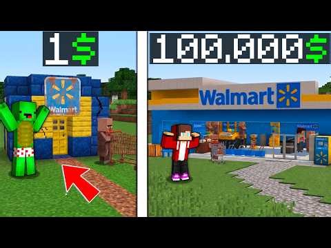 Minecraft JJ vs Mikey: Modern WALMART BUILD CHALLENGE! Maizen